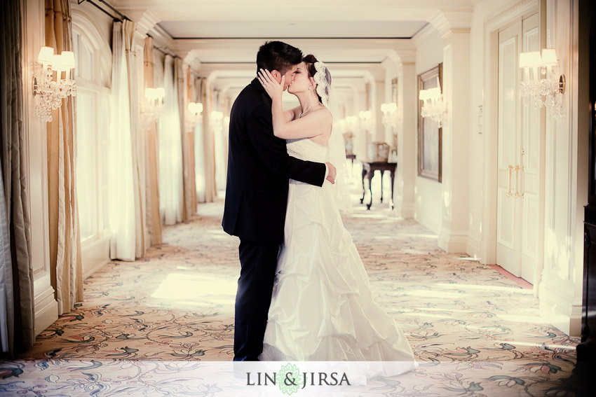 Here is our bride and groom on their wedding day at the Langham Pasadena 