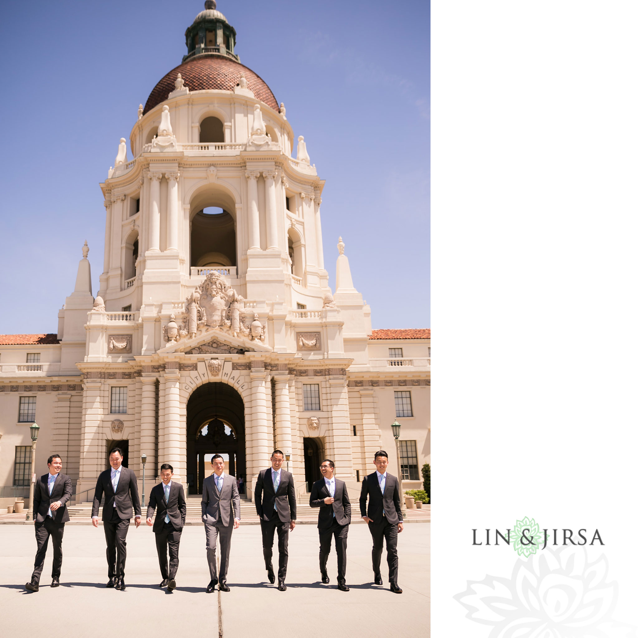 13 pasadena city hall groomsmen wedding photograph