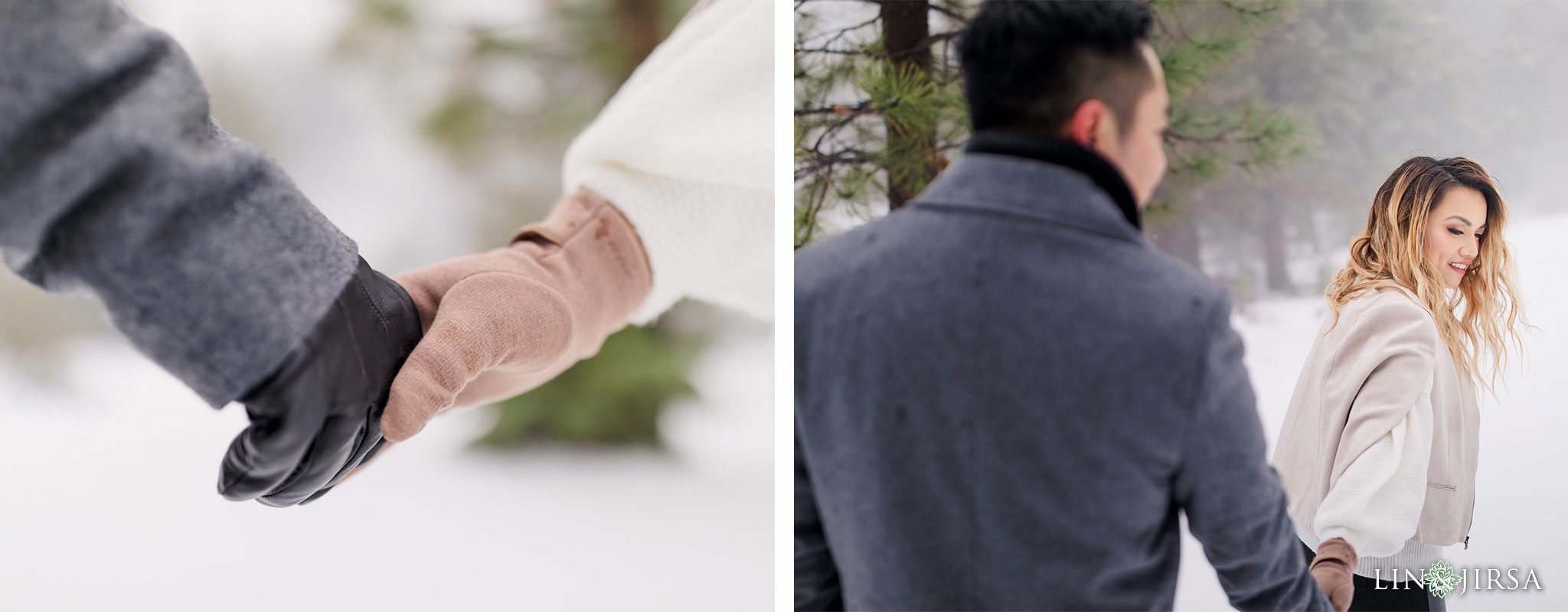 zbf Green Valley Lake Snowy Engagement Photography