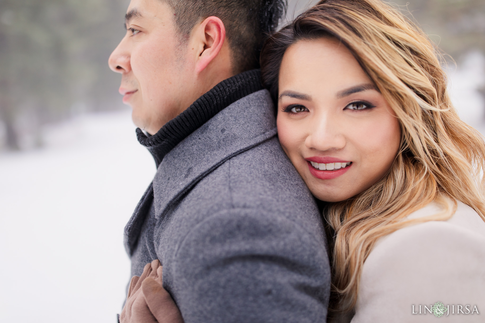 06 Green Valley Lake Snowy Engagement Photography