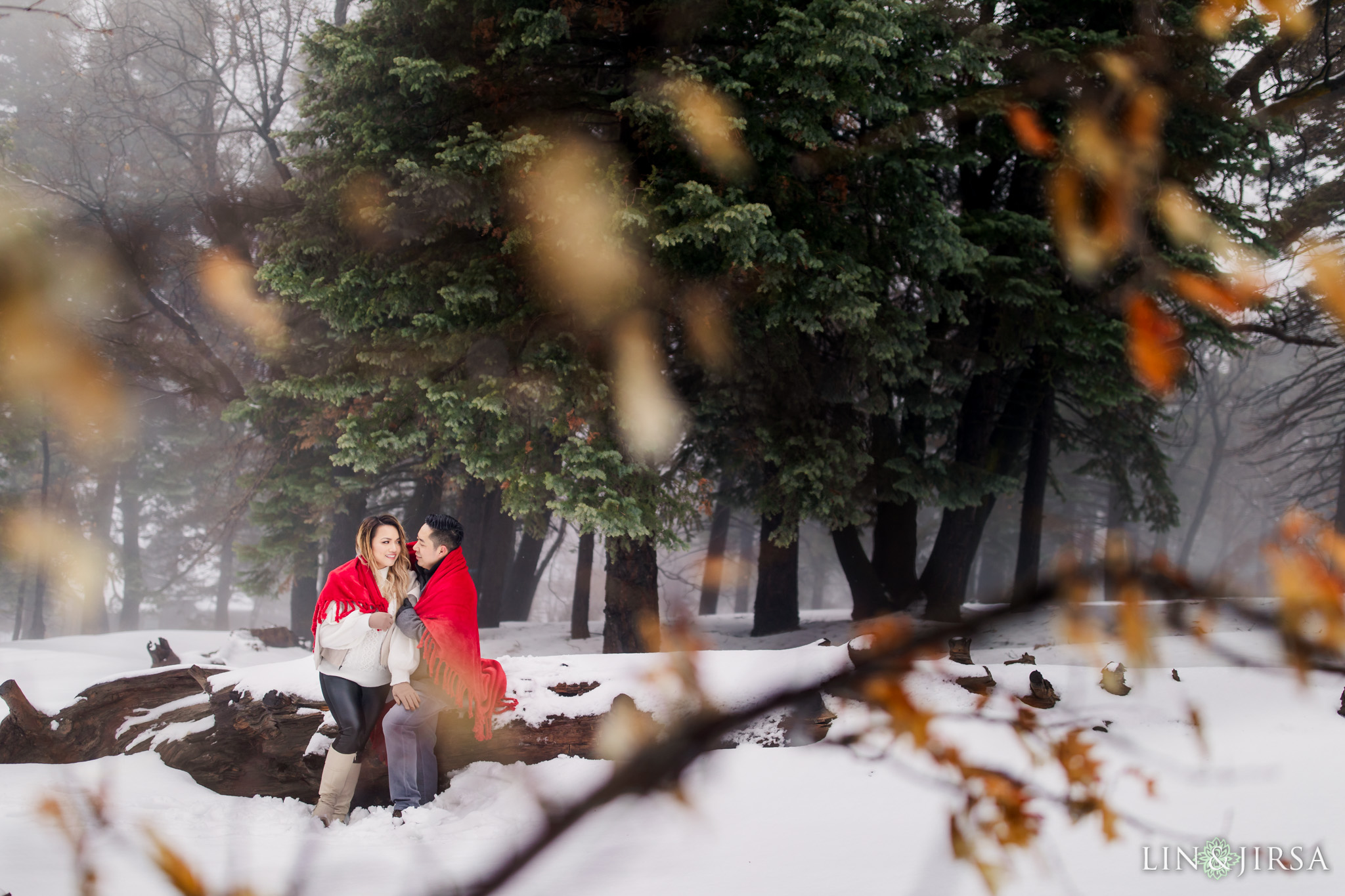 08 Green Valley Lake Snowy Engagement Photography