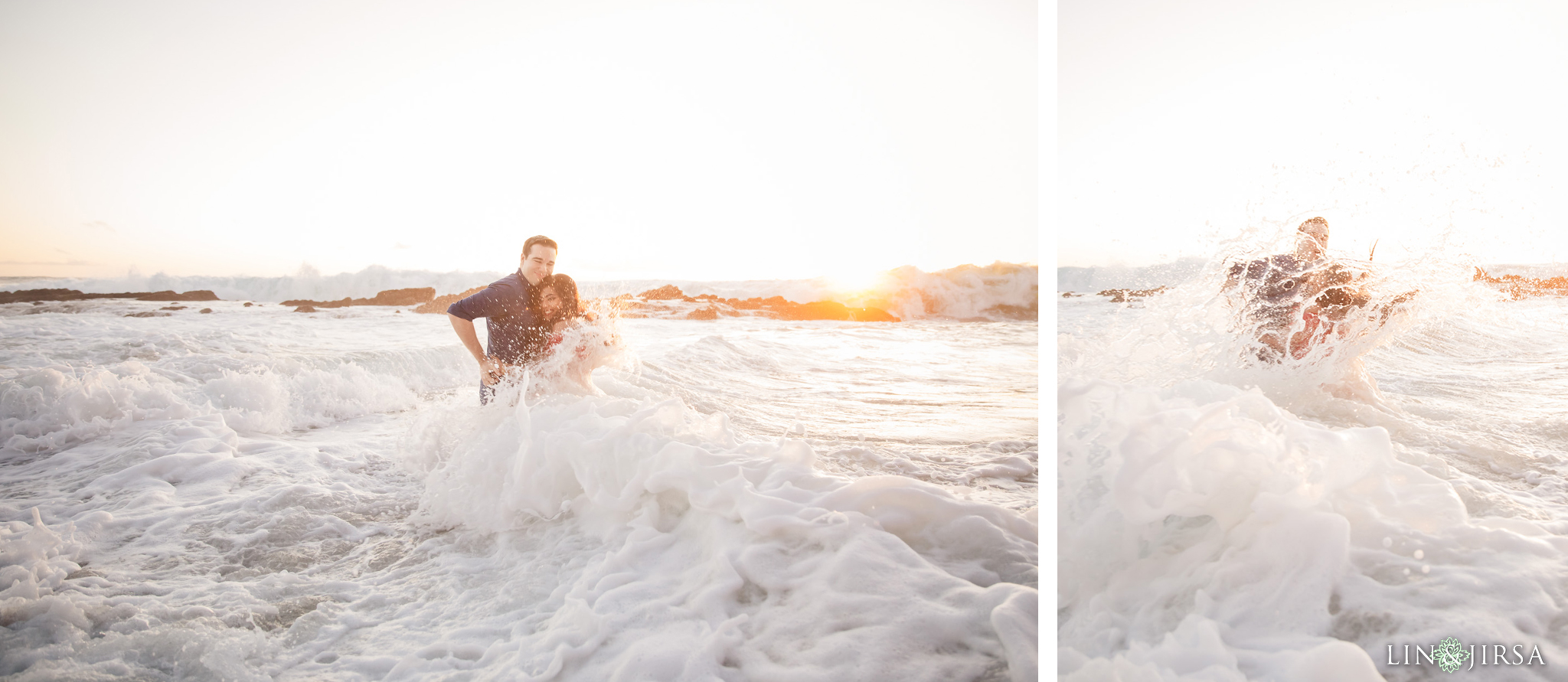 13 Victoria Beach Wave Splash Engagement Photography