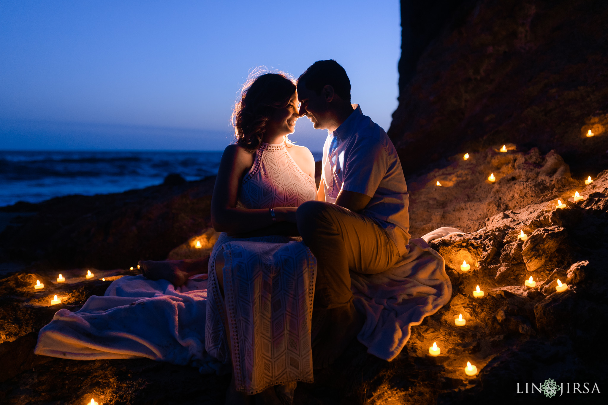 17 Orange County Candles Romantic Beach Engagement Photography