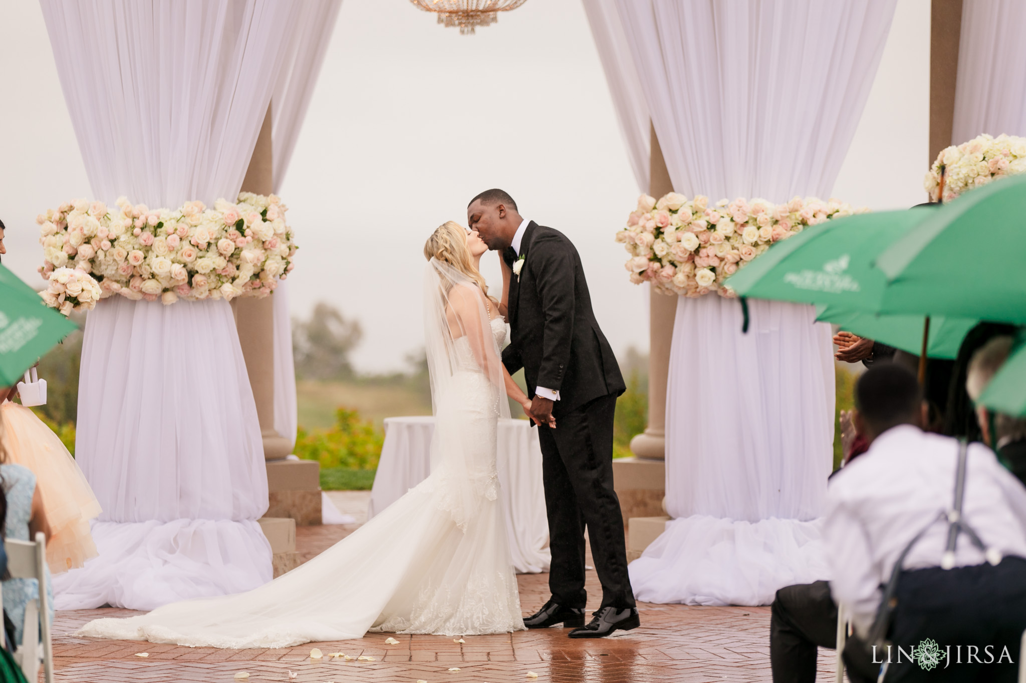 15 Pelican Hill Resort Orange County Rainy Wedding Ceremony Photographer