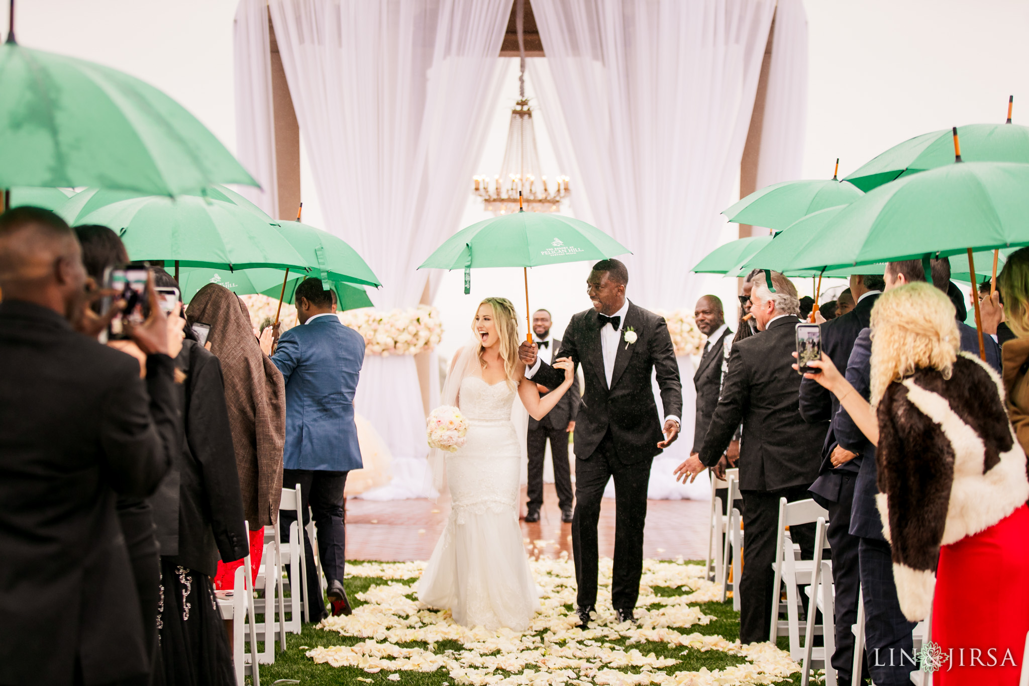 16 Pelican Hill Resort Orange County Rainy Wedding Ceremony Photographer
