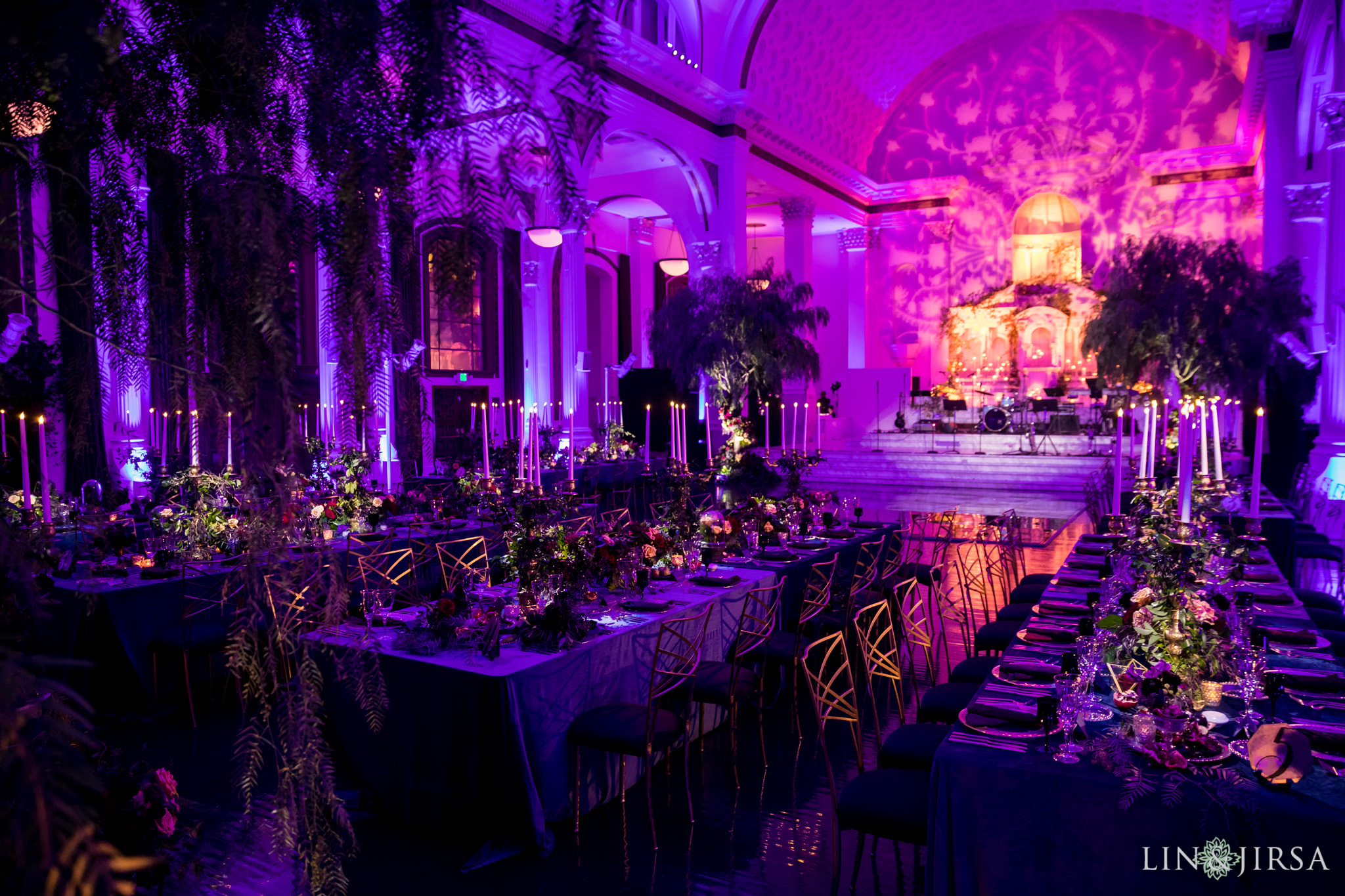 vibiana la wedding reception color lights