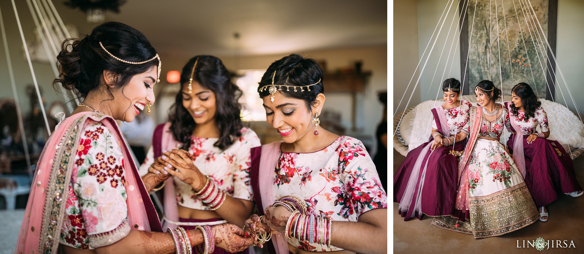 ethereal open air resort wedding bridal party getting ready