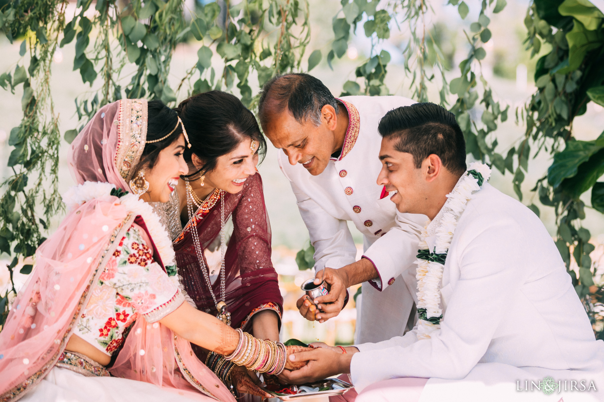 ethereal open air resort wedding family ceremony indian