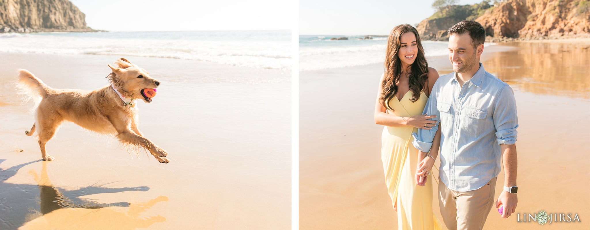 orange county beach dog engagement photography