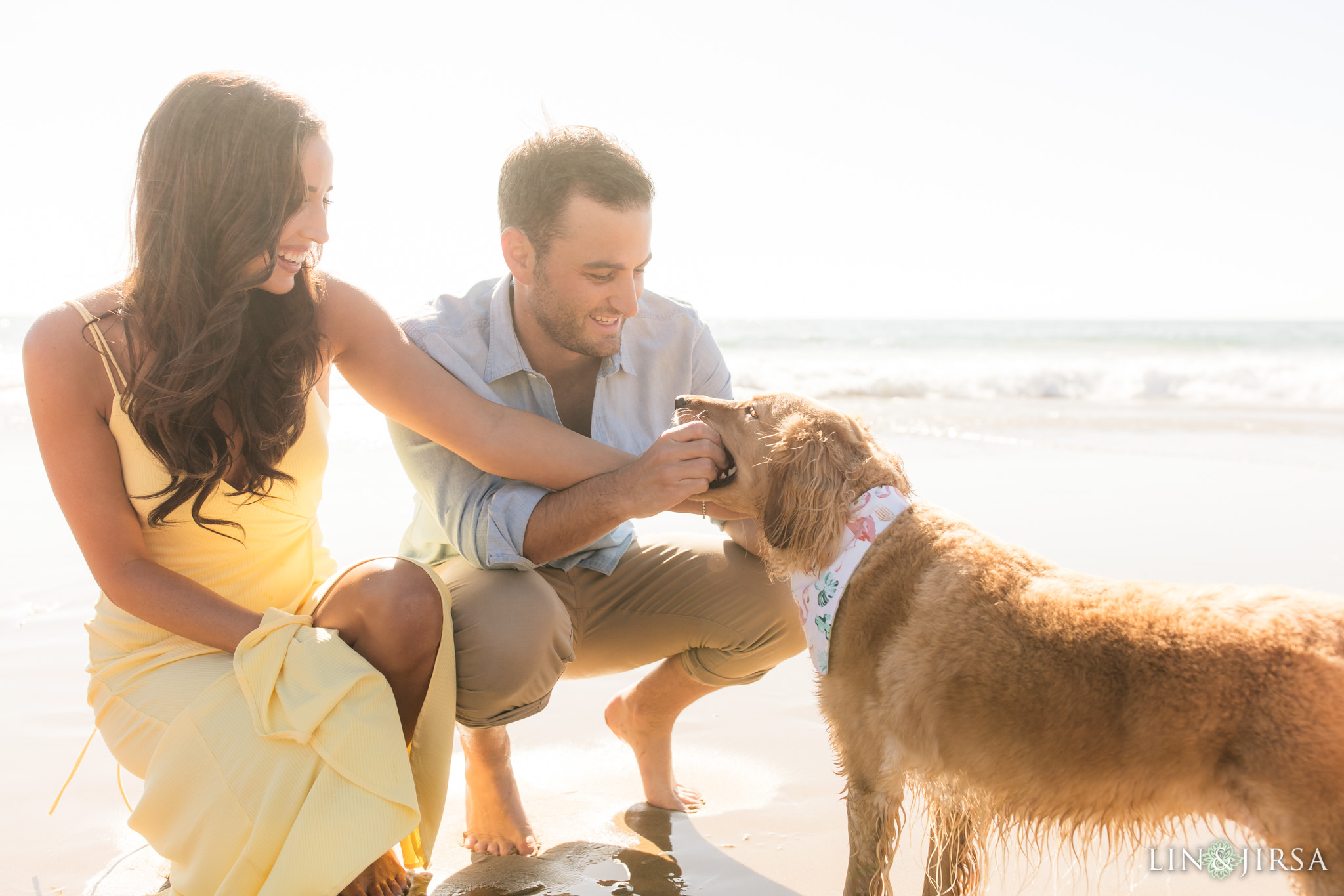 orange county beach dog engagement photography