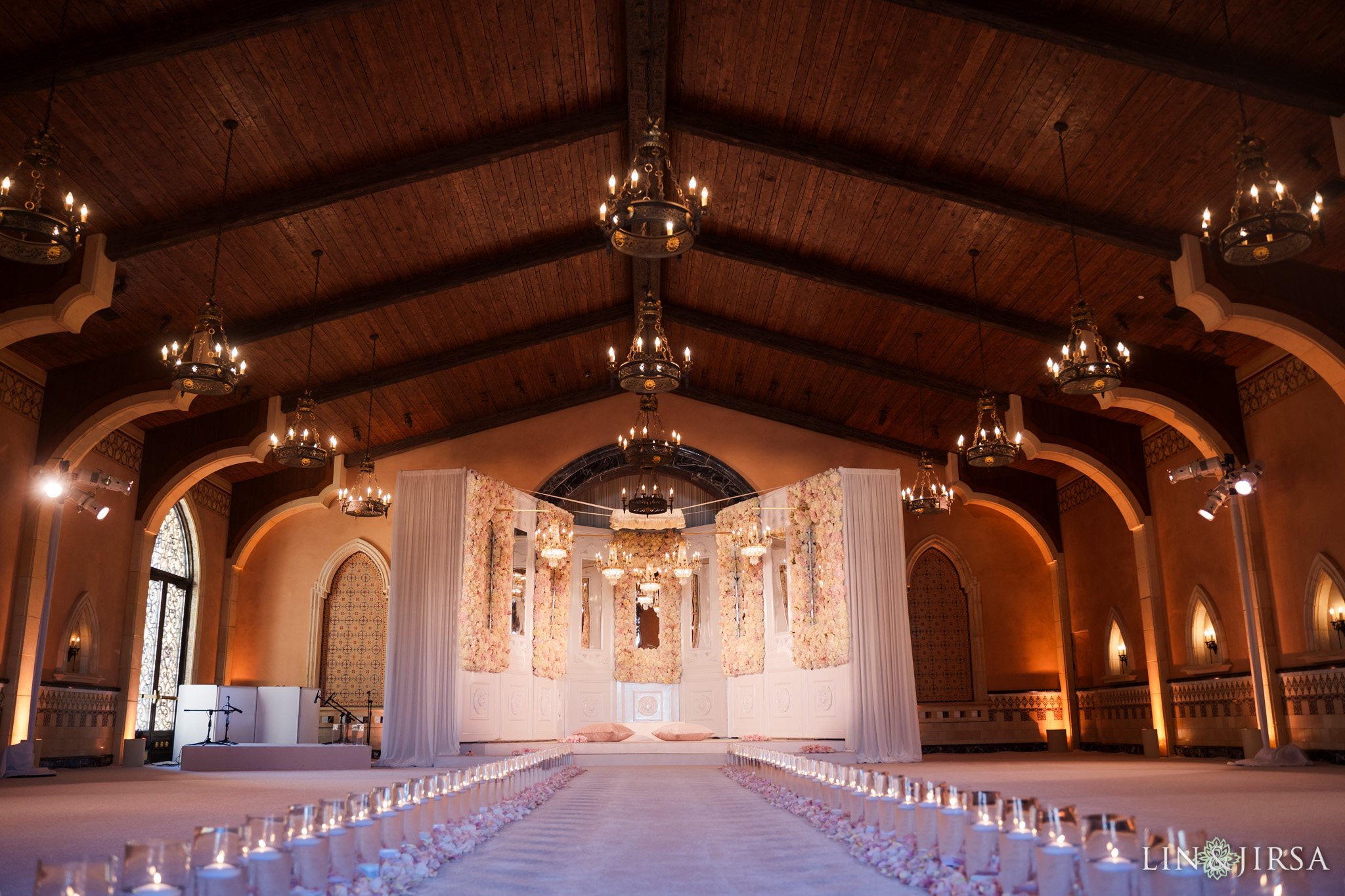 Indoor ceremony Fairmont Grand del Mar San Diego Indian Wedding Photography