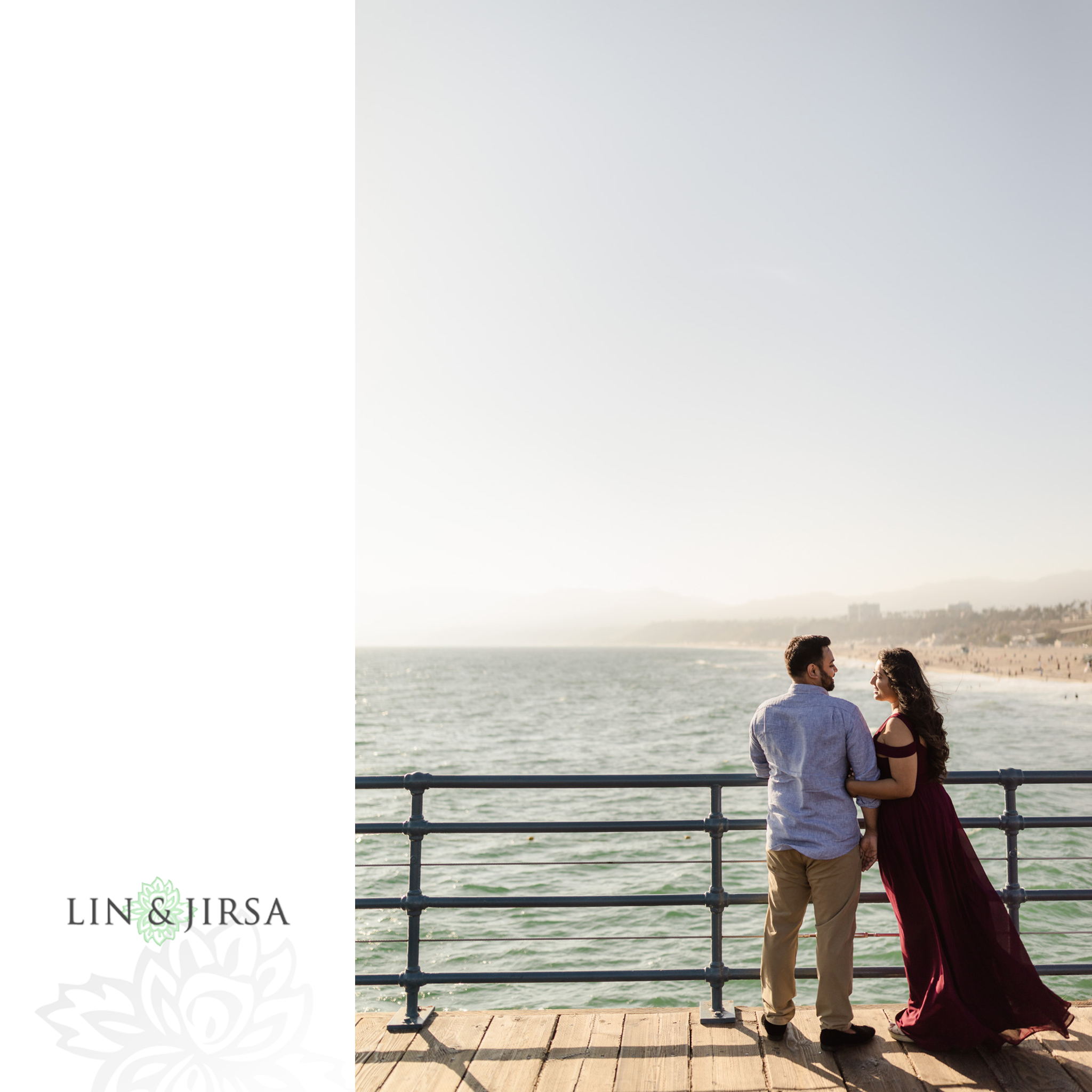 zpj Santa Monica Beach Sunset Engagement Photography